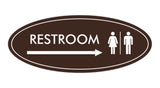 Oval Restroom Right Arrow Sign