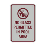 Signs ByLITA Portrait Round No Glass Permitted In Pool Area Sign with Adhesive Tape, Mounts On Any Surface, Weather Resistant, Indoor/Outdoor Use