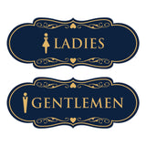 Designer Ladies and Gentlemen Figurines Restroom Signs (Set of 2) For Walls or Doors