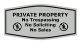 Fancy Private Property No Trespassing No Soliciting No Sales Wall or Door Sign