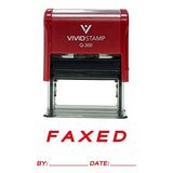 Red Faxed By Date Self Inking Rubber Stamp
