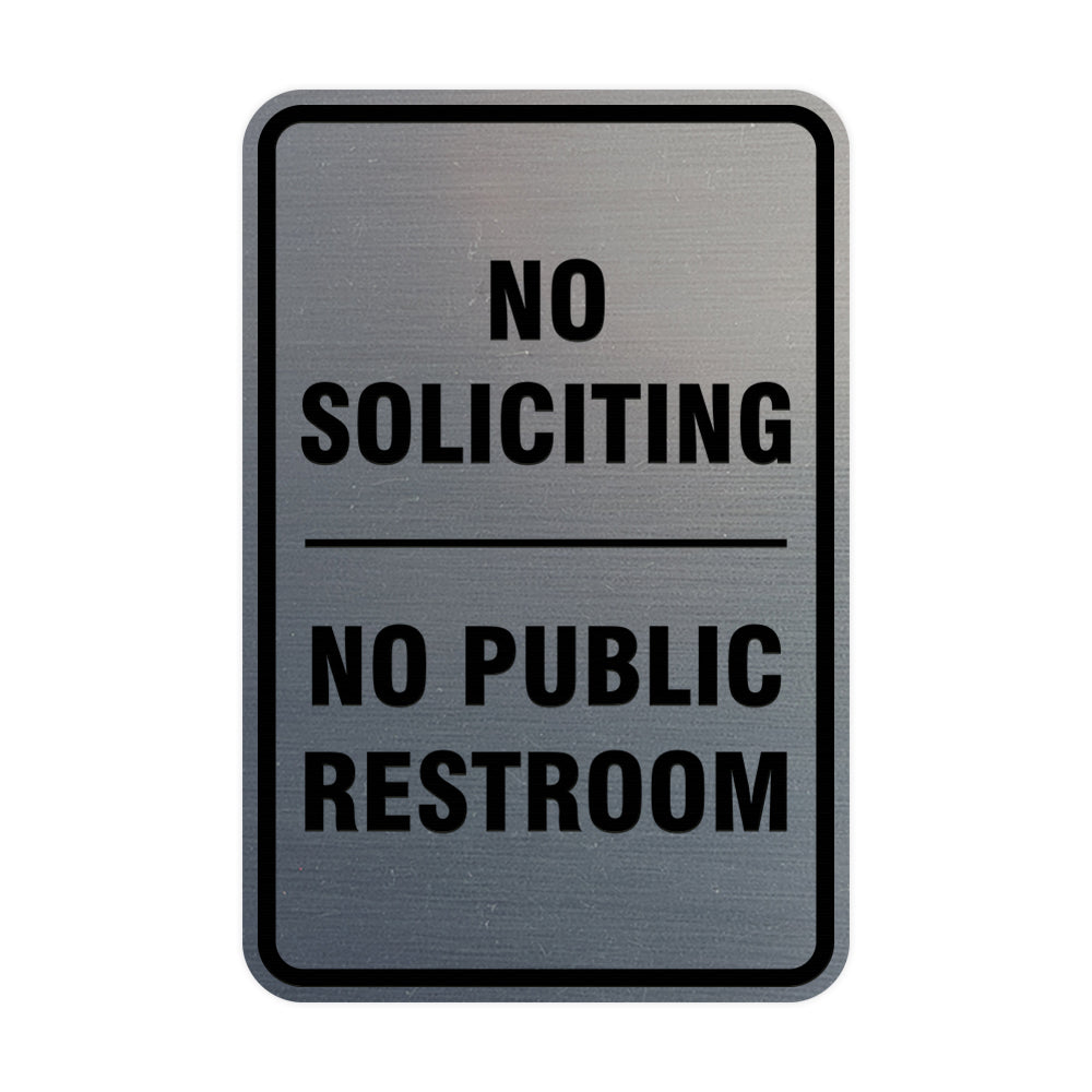 Portrait Round No Soliciting No Public Restroom Sign