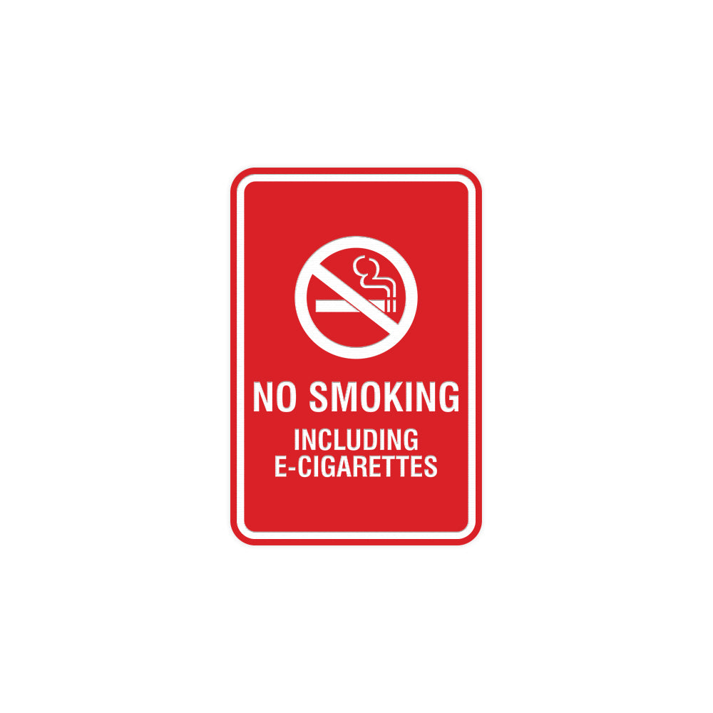 Signs ByLITA Portrait Round No Smoking Including E-Cigarettes Sign with Adhesive Tape, Mounts On Any Surface, Weather Resistant, Indoor/Outdoor Use