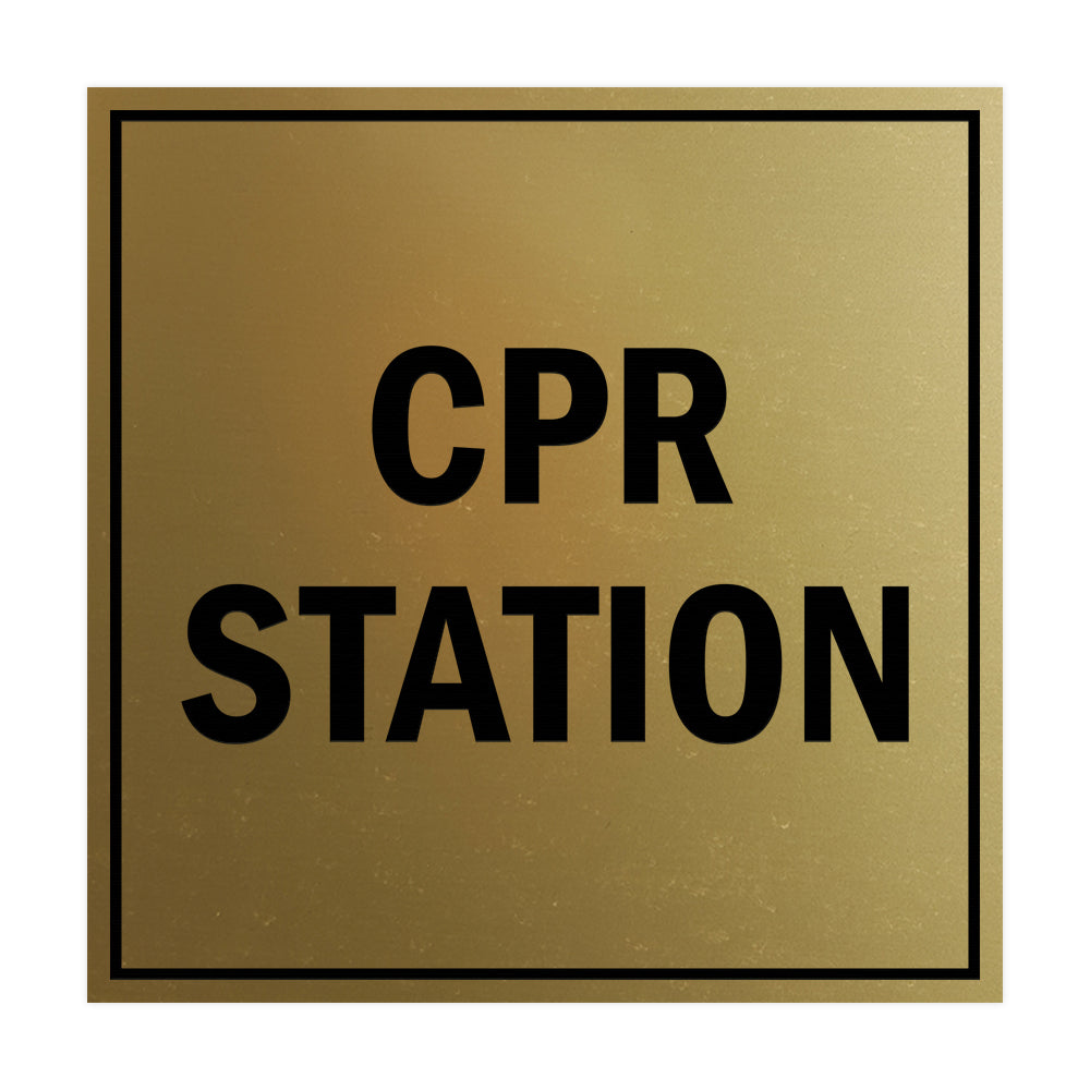 Signs ByLITA Square CPR Station Sign with Adhesive Tape, Mounts On Any Surface, Weather Resistant, Indoor/Outdoor Use