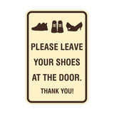 Portrait Round Please leave your shoes at the door thank you Sign with Adhesive Tape, Mounts On Any Surface, Weather Resistant