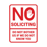 Portrait Round No Soliciting Do Not Bother Us If We Do Not Know You Wall or Door Sign