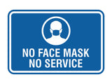 Classic Framed No Face Mask No Service Sign