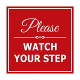 Signs ByLITA Square Classy Please Watch Your Step Sign with Adhesive Tape, Mounts On Any Surface, Weather Resistant, Indoor/Outdoor Use