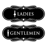 Designer Ladies and Gentlemen Figurines Restroom Signs (Set of 2) For Walls or Doors