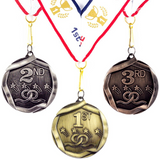 1st 2nd 3rd Place Shooting Stars Award Medals - 3 Piece Set (Gold, Silver, Bronze) Includes Ribbon