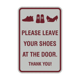 Portrait Round Please leave your shoes at the door thank you Sign with Adhesive Tape, Mounts On Any Surface, Weather Resistant