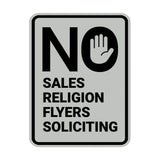 Portrait Round No Sales, No Religion, No Flyers, No Soliciting Wall or Door Sign