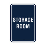 Navy Blue / White Portrait Round Storage Room Sign