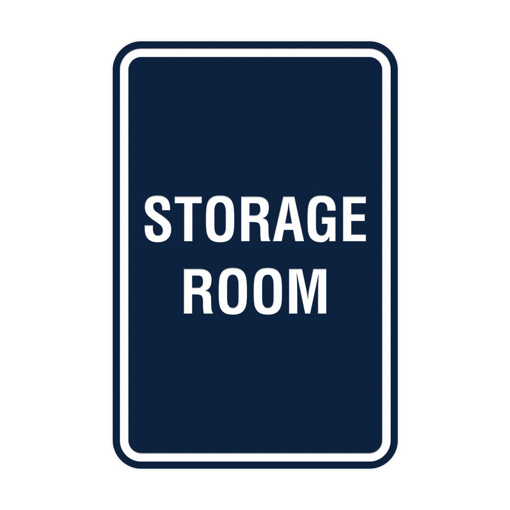 Navy Blue / White Portrait Round Storage Room Sign