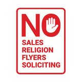 Portrait Round No Sales, No Religion, No Flyers, No Soliciting Wall or Door Sign