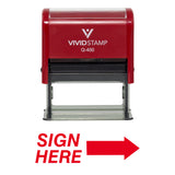 Red SIGN HERE Self Inking Rubber Stamp