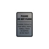 Portrait Round please do not flush etiquette Sign with Adhesive Tape, Mounts On Any Surface, Weather Resistant