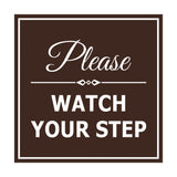 Signs ByLITA Square Classy Please Watch Your Step Sign with Adhesive Tape, Mounts On Any Surface, Weather Resistant, Indoor/Outdoor Use