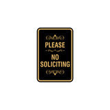 Portrait Round please no soliciting Sign with Adhesive Tape, Mounts On Any Surface, Weather Resistant