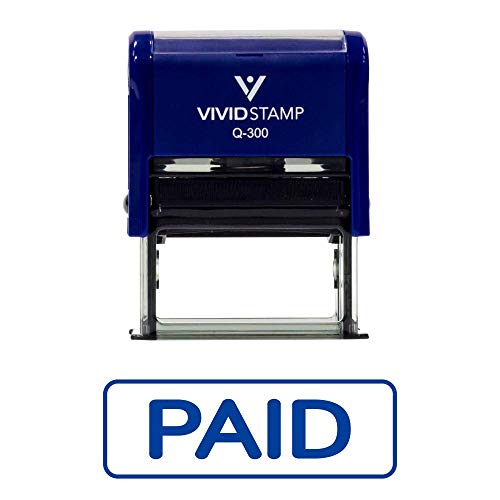 Blue Simple Paid W/Border Self Inking Rubber Stamp