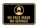 Classic Framed No Face Mask No Service Sign