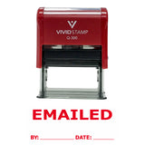 Red Emailed By Date Self Inking Rubber Stamp