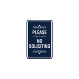 Portrait Round please no soliciting Sign with Adhesive Tape, Mounts On Any Surface, Weather Resistant