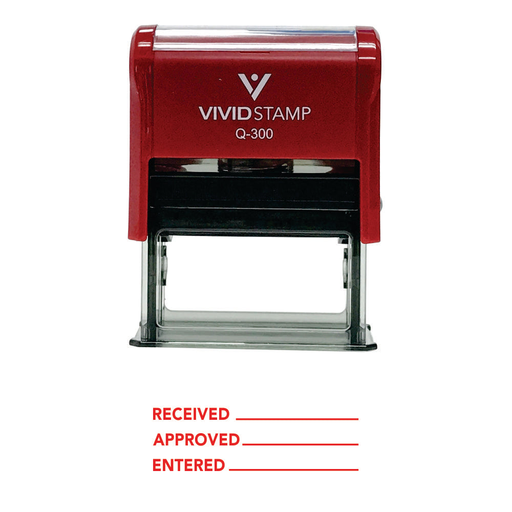 Red Received Approved Entered Self Inking Rubber Stamp