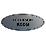 Brushed Silver Oval STORAGE ROOM Sign