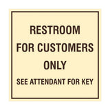 Square Restroom For Customers Sign with Adhesive Tape, Mounts On Any Surface, Weather Resistant