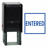 Blue Square ENTERED Self Inking Rubber Stamp