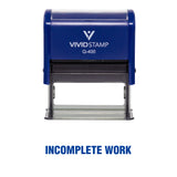 Blue Incomplete Work Teacher Self Inking Rubber Stamp