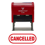 Red Cancelled Button with Border Office Self-Inking Office Rubber Stamp