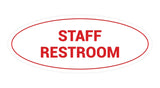 White Oval STAFF RESTROOM Sign