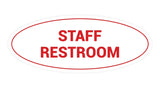 White/Red Oval STAFF RESTROOM Sign