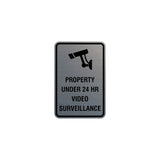 Portrait Round Property Under 24 HR Video Surveillance Sign with Adhesive Tape, Mounts On Any Surface, Weather Resistant