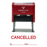 Red Cancelled By Date Self Inking Rubber Stamp