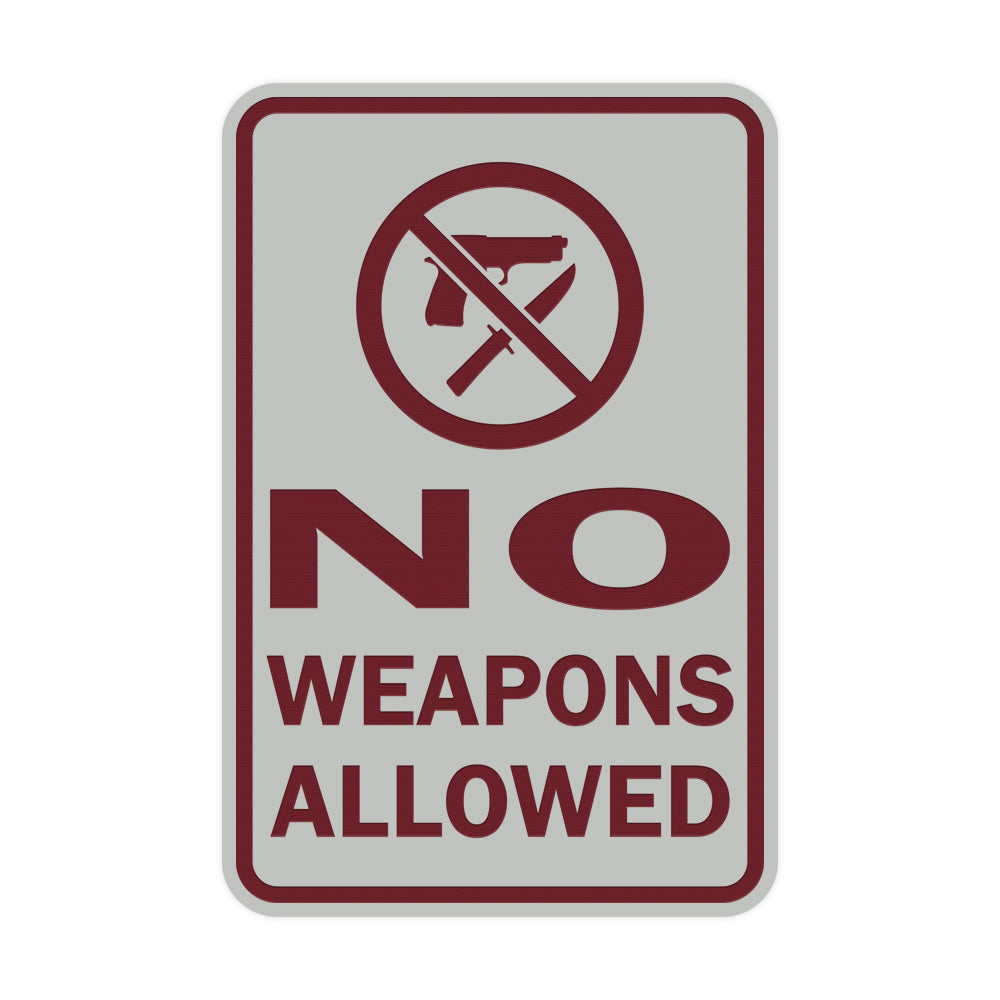 Portrait Round No Weapons Allowed Sign