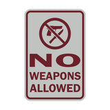 Portrait Round No Weapons Allowed Sign