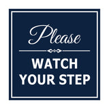 Signs ByLITA Square Classy Please Watch Your Step Sign with Adhesive Tape, Mounts On Any Surface, Weather Resistant, Indoor/Outdoor Use