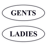 Oval LADIES GENTS Restroom Signs - 2 Pack