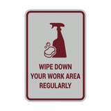 Portrait Round Wipe Down Your Work Area Regularly Sign