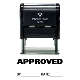 Black APPROVED w/ By Date Line Self-Inking Office Rubber Stamp