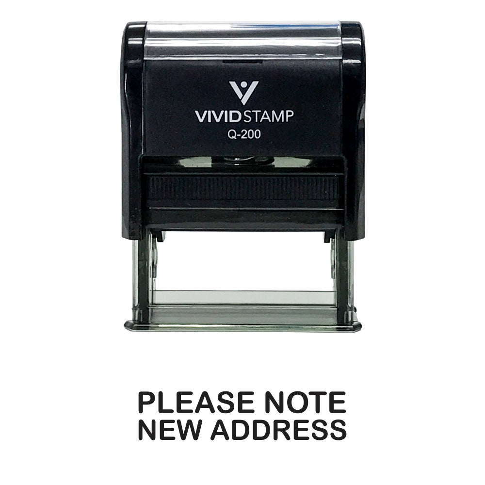 Black PLEASE NOTE NEW ADDRESS Self Inking Rubber Stamp