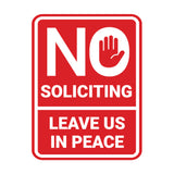 Portrait Round No Soliciting Leave Us In Peace Wall or Door Sign