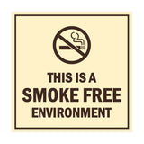 Square this is a smoke free environment Sign with Adhesive Tape, Mounts On Any Surface, Weather Resistant