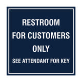Square Restroom For Customers Sign with Adhesive Tape, Mounts On Any Surface, Weather Resistant