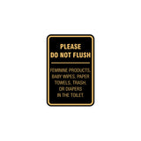 Portrait Round please do not flush etiquette Sign with Adhesive Tape, Mounts On Any Surface, Weather Resistant
