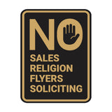 Portrait Round No Sales, No Religion, No Flyers, No Soliciting Wall or Door Sign