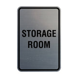 Brushed Silver Portrait Round Storage Room Sign